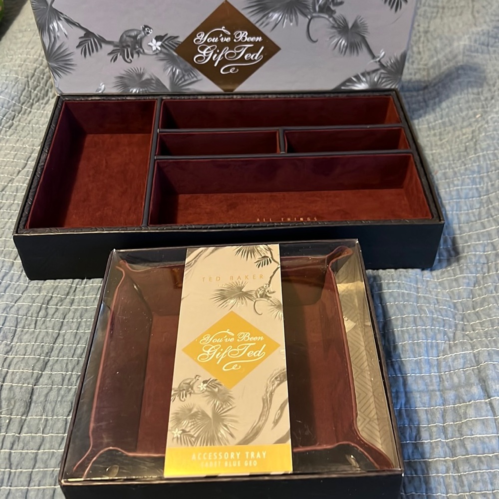 TED BAKER DESKTOP ORGANIZER & ACCESSORY TRAY CADET BLUE GEO NEW